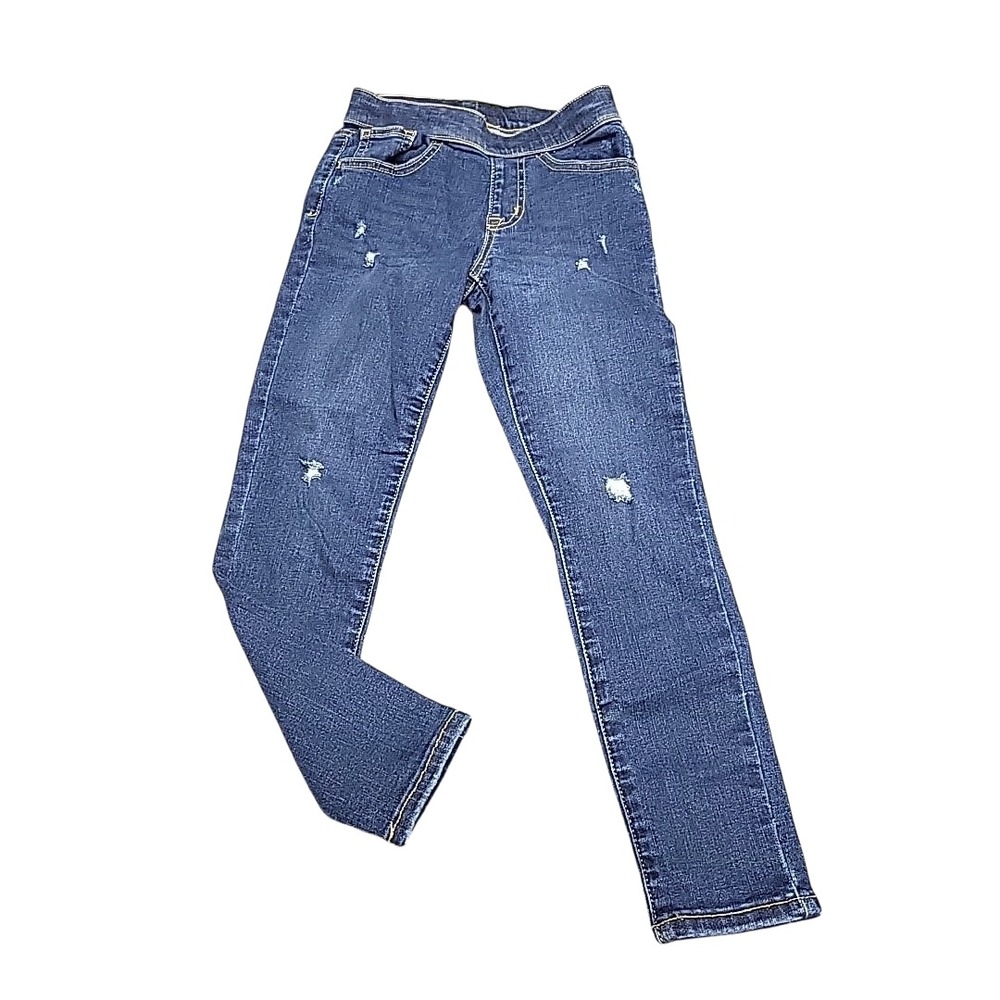Cat & Jack Girls Blue Stretchy Pull On Jeggings Jeans Pockets Size 6X